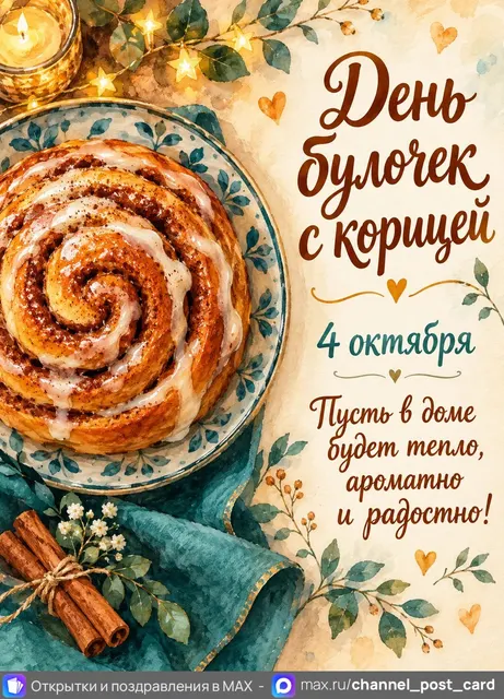С Днём Булочек с корицей — открытка «День булочек с корицей»
