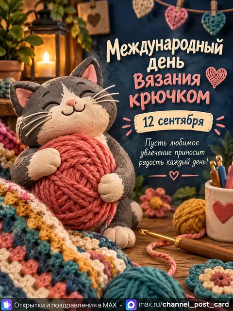 Открытка «С Днём вязания крючком»