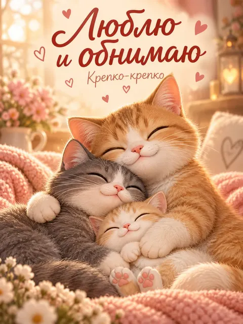 Люблю и обнимаю — открытка «Люблю»