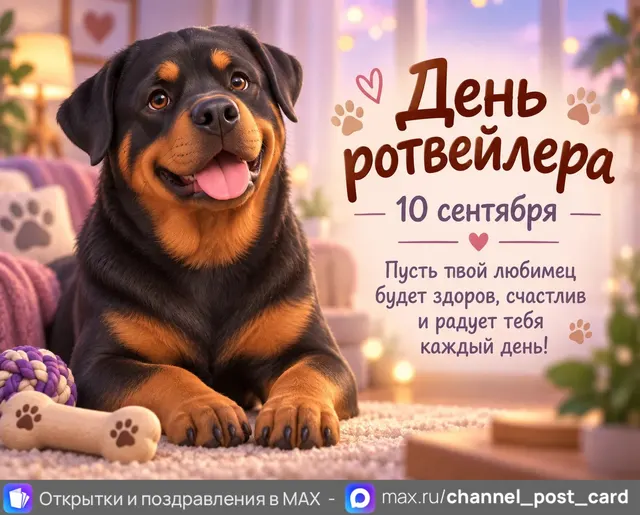 Открытка «С Днем Ротвейлера»
