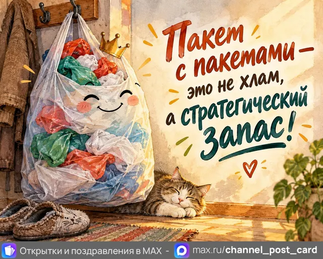 Пакет с пакетами — открытка «Юмор и приколы»