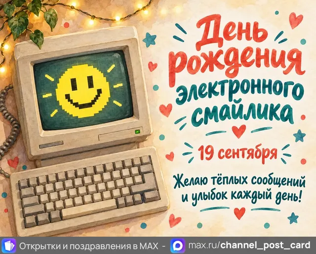 Открытка «День рождения электронного смайлика»