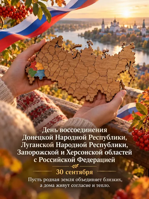 День воссоединения регионов с Россией — 30 сентября — открытка «День воссоединения регионов с Россией»