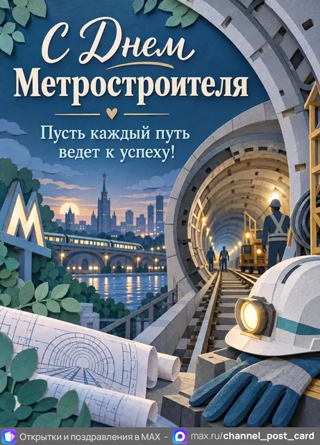 С Днем Метростроителя — открытка «День метростроителя»