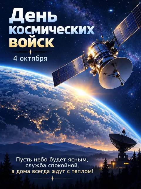 Открытка «День космических войск»