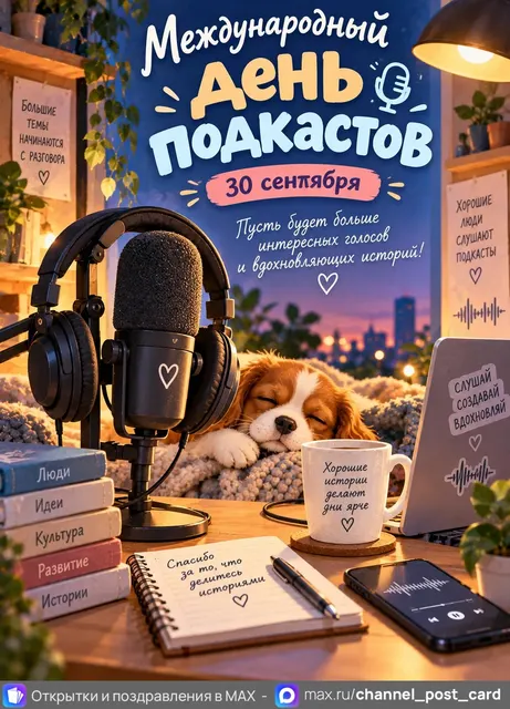 День подкастов — открытка «Международный день подкастов»