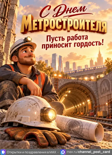 С Днем Метростроителя — открытка «День метростроителя»