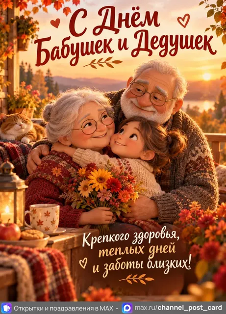С Днём Бабушек и Дедушек — открытка «День пожилого человека»