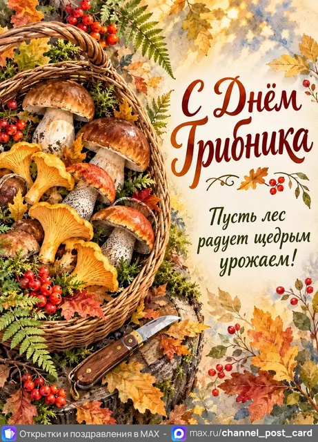 С Днём Грибника — открытка «День грибника»