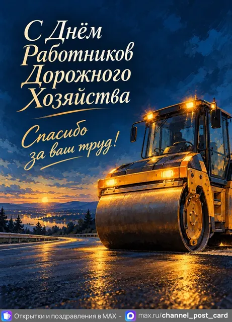 С Днем Работников Дорожного хозяйства — открытка «День работников дорожного хозяйства»