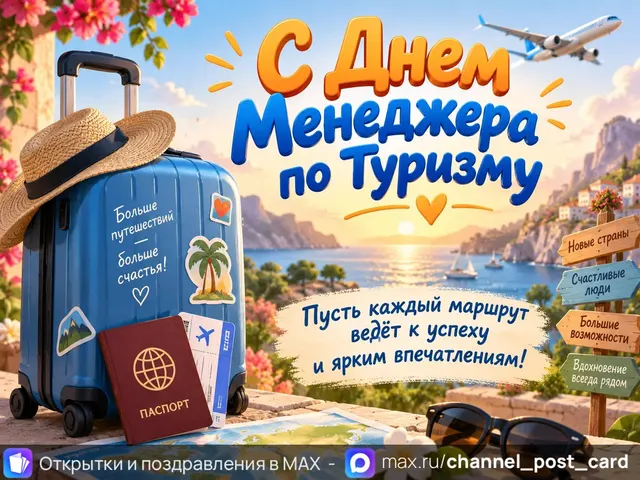 Открытка «С Днем Менеджера по туризму»
