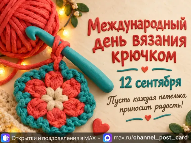 Открытка «День вязания крючком»