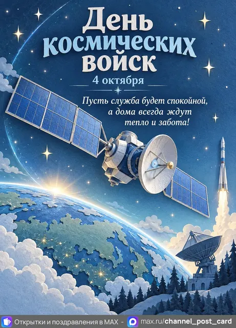 С Днём Космических Войск — открытка «День космических войск»