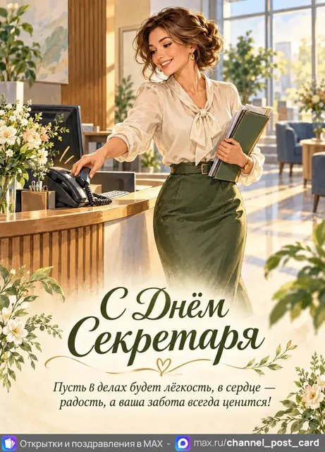 Открытка «С Днём Секретаря»