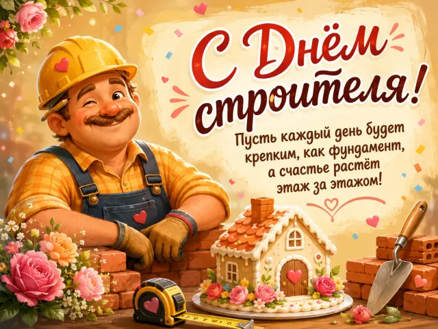 Открытка «С Днем Строителя»