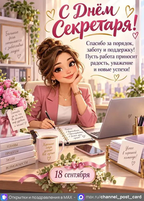 С Днем Секретаря — открытка «День секретаря»