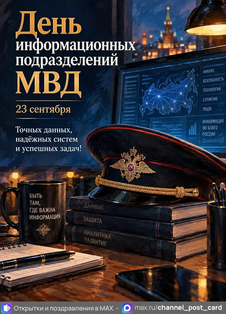 Открытка «День информационных подразделений МВД»
