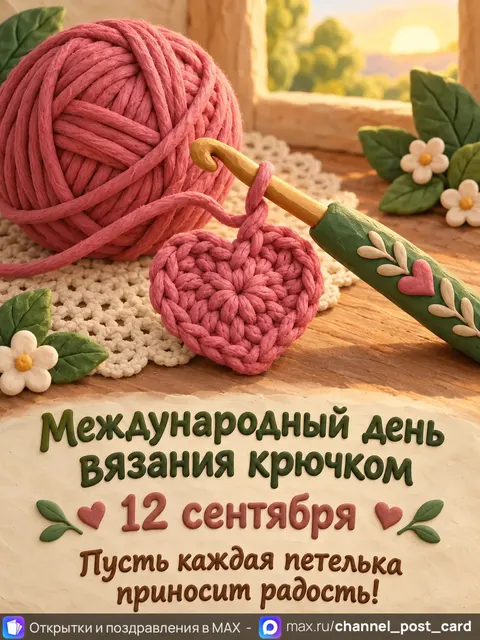 Открытка «С днем вязания крючком»