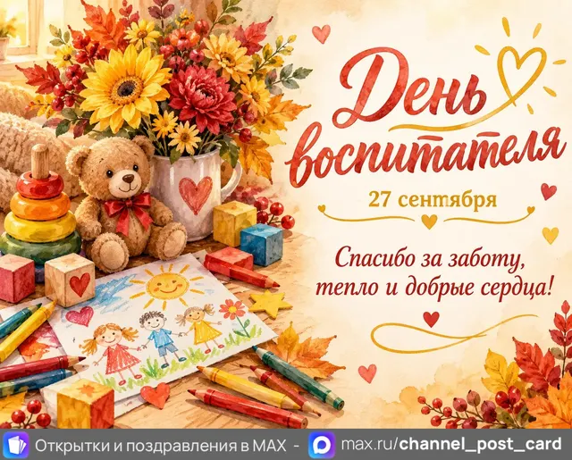 С Днём Воспитателя — открытка «День воспитателя»
