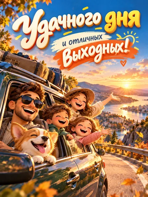 Удачного дня и отличных выходных — открытка «Хороших выходных»