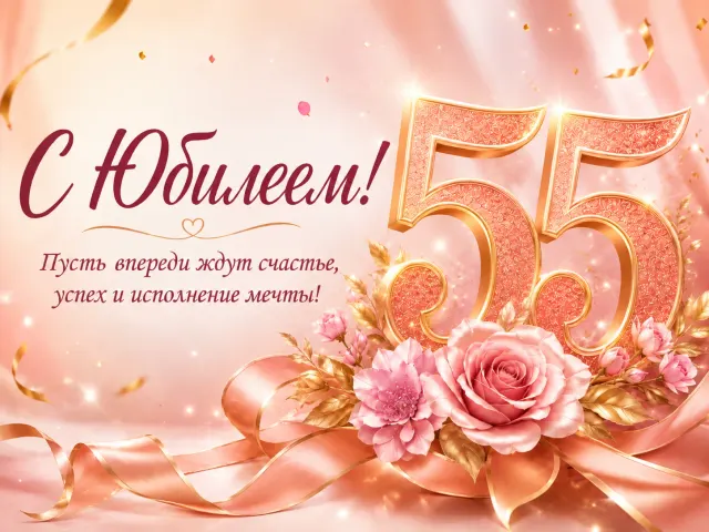 Открытка «С Юбилеем 55»