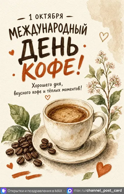 С Днём Кофе — открытка «Международный день кофе»