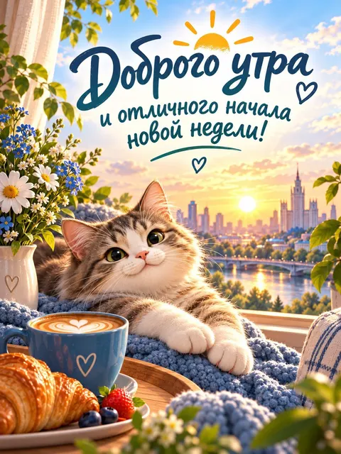Доброго утра и начала недели — открытка «Хорошей недели»