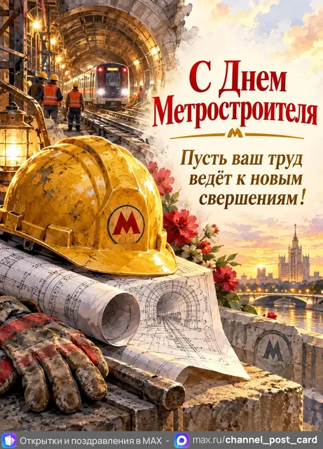 С Днем Метростроителя — открытка «День метростроителя»