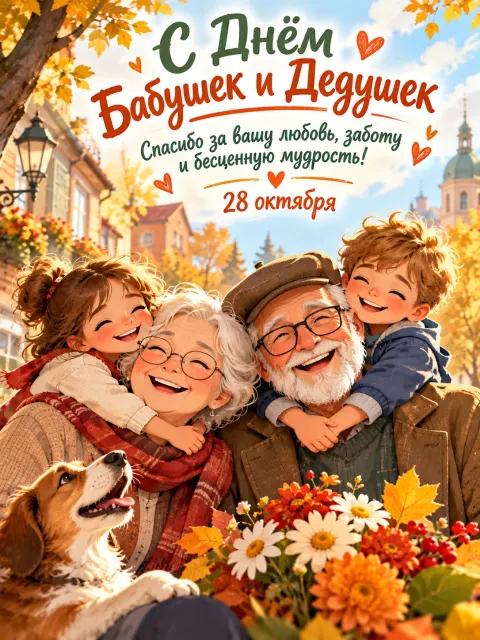 С Днём Бабушек и Дедушек — открытка «День бабушек и дедушек»