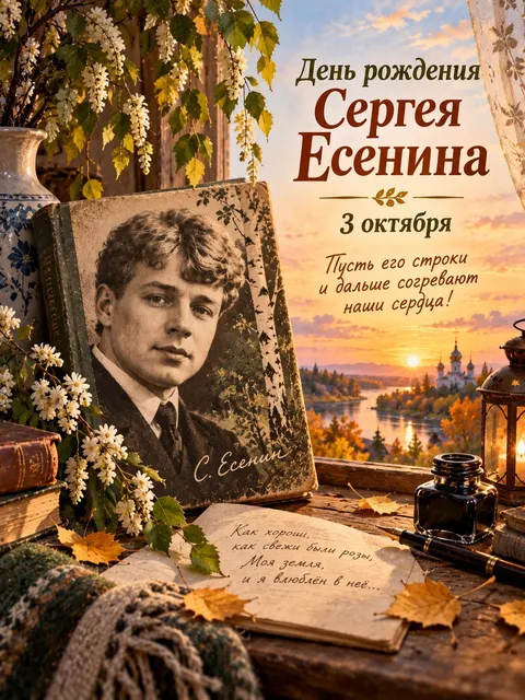 Открытка «День рождения Сергея Есенина»