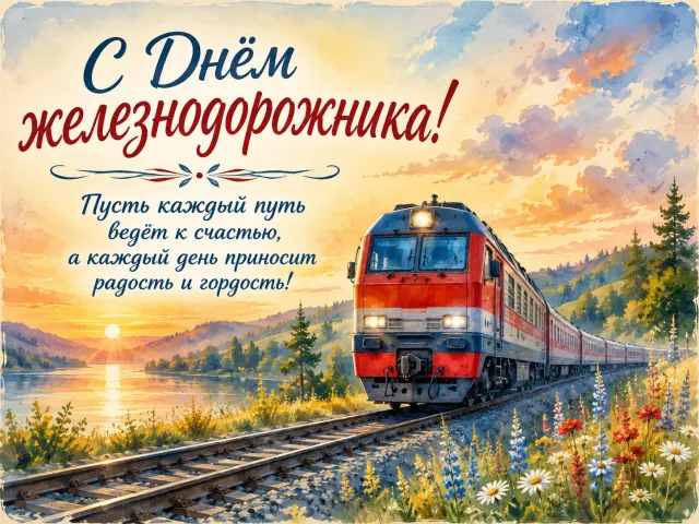 Открытка «С Днем Железнодорожника»