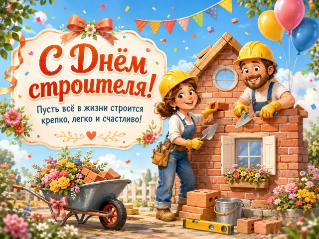 Открытка «С Днем Строителя»