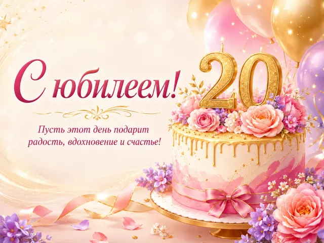 Открытка «С Юбилеем 20»