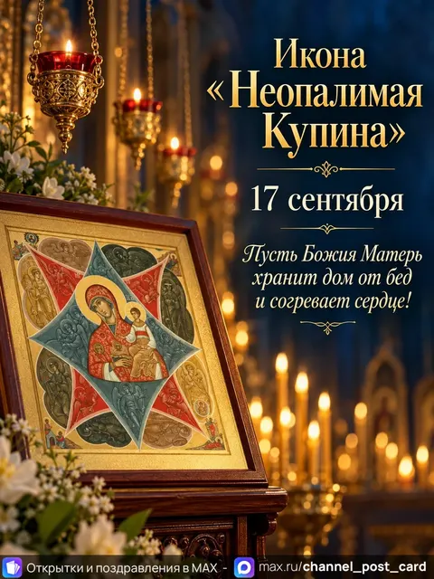 C праздником иконы Божией Матери «Неопалимая Купина» — открытка «Икона «Неопалимая Купина»»