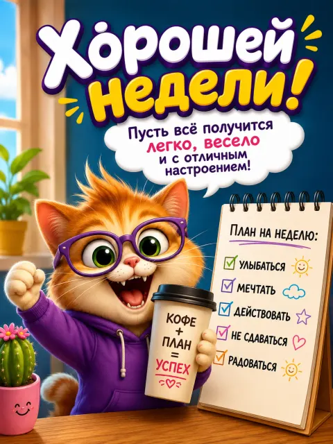 Открытка «Хорошей недели»