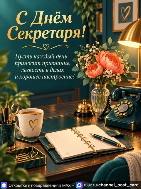 Открытка «С Днём Секретаря»