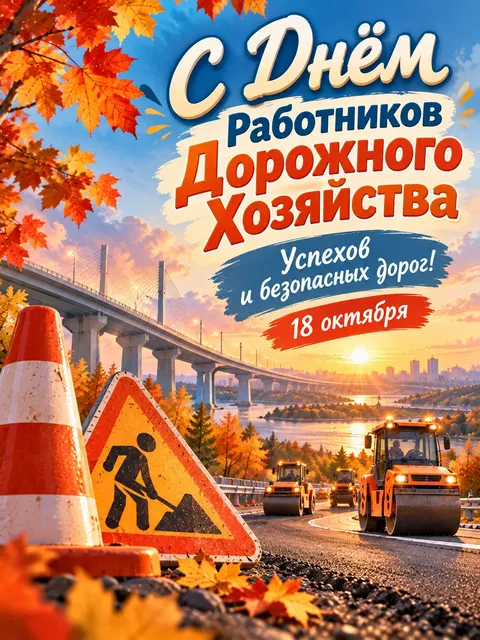 С Днем работников дорожного хозяйства — открытка «День работников дорожного хозяйства»
