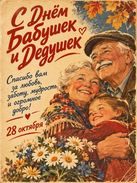 С Днём Бабушек и Дедушек — открытка «День бабушек и дедушек»