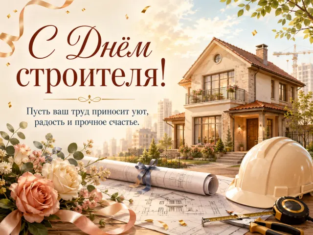 Открытка «С Днем Строителя»