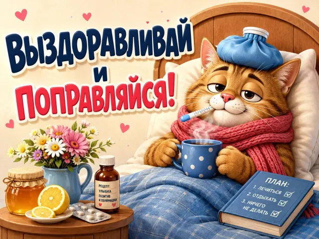Открытка «Выздоравливай и поправляйся»