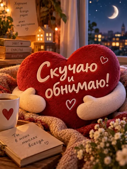 Скучаю и обнимаю — открытка «Скучаю»