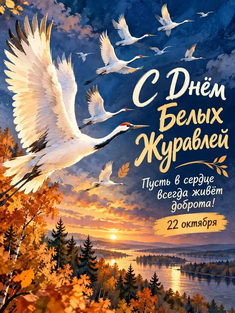 С Днем Журавлей — открытка «День белых журавлей»