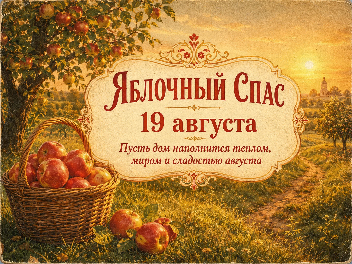 Открытка «Яблочный спас»
