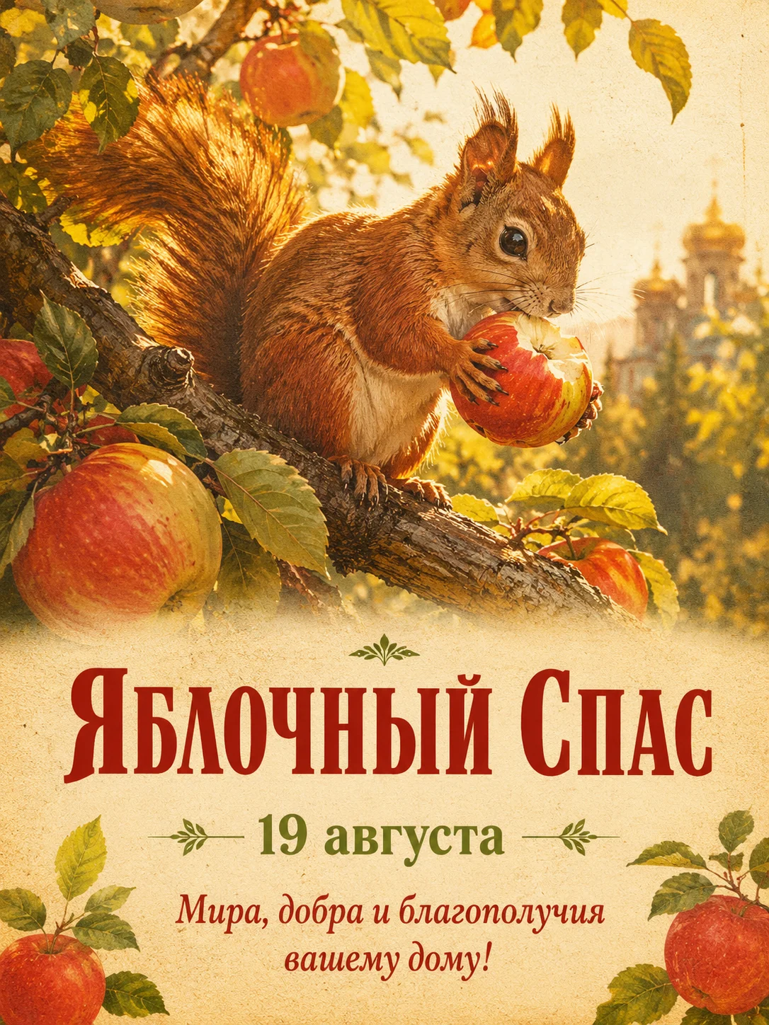 Открытка «Яблочный спас»