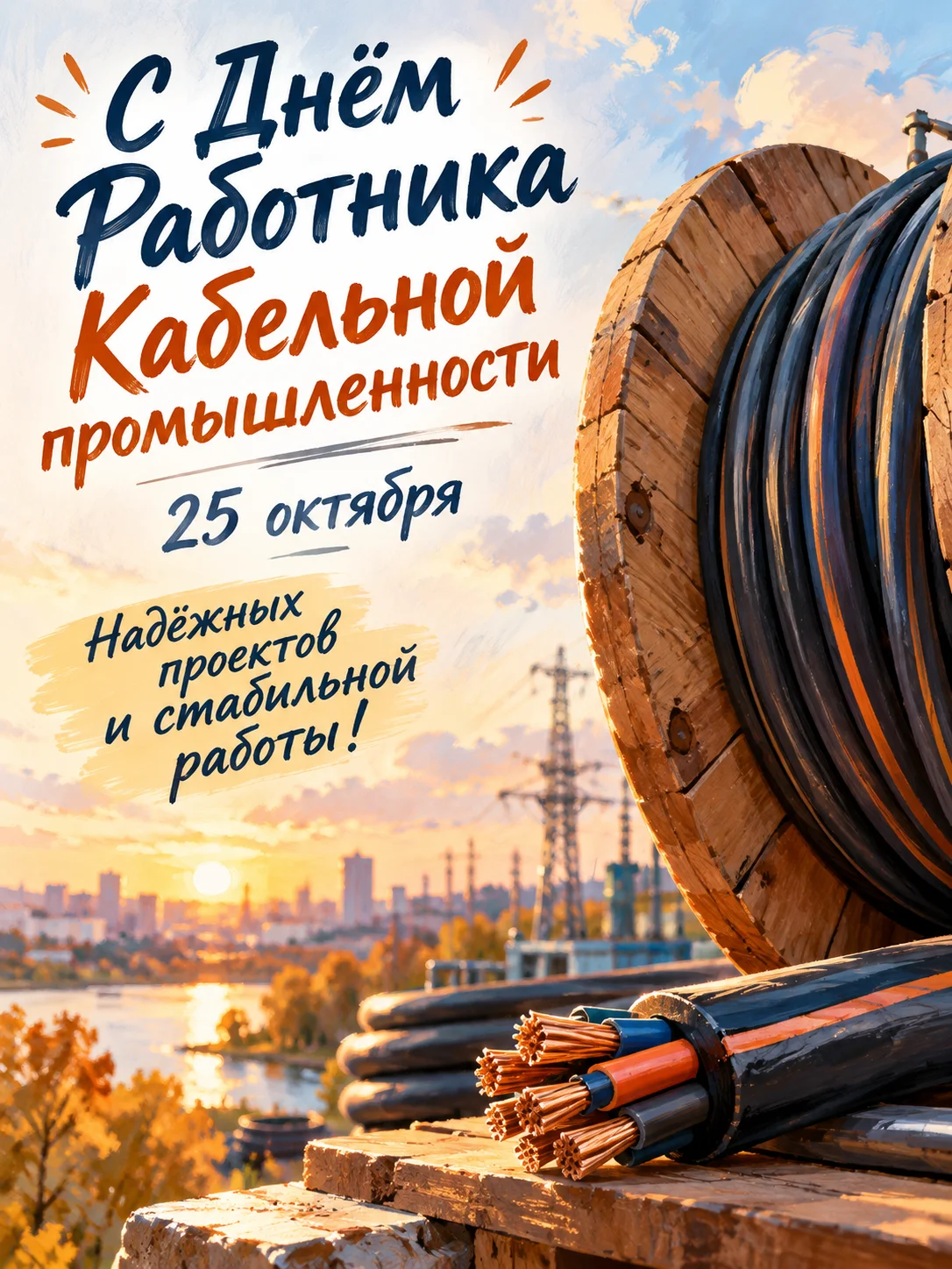 Открытка «С Днём Работника Кабельной промышленности»