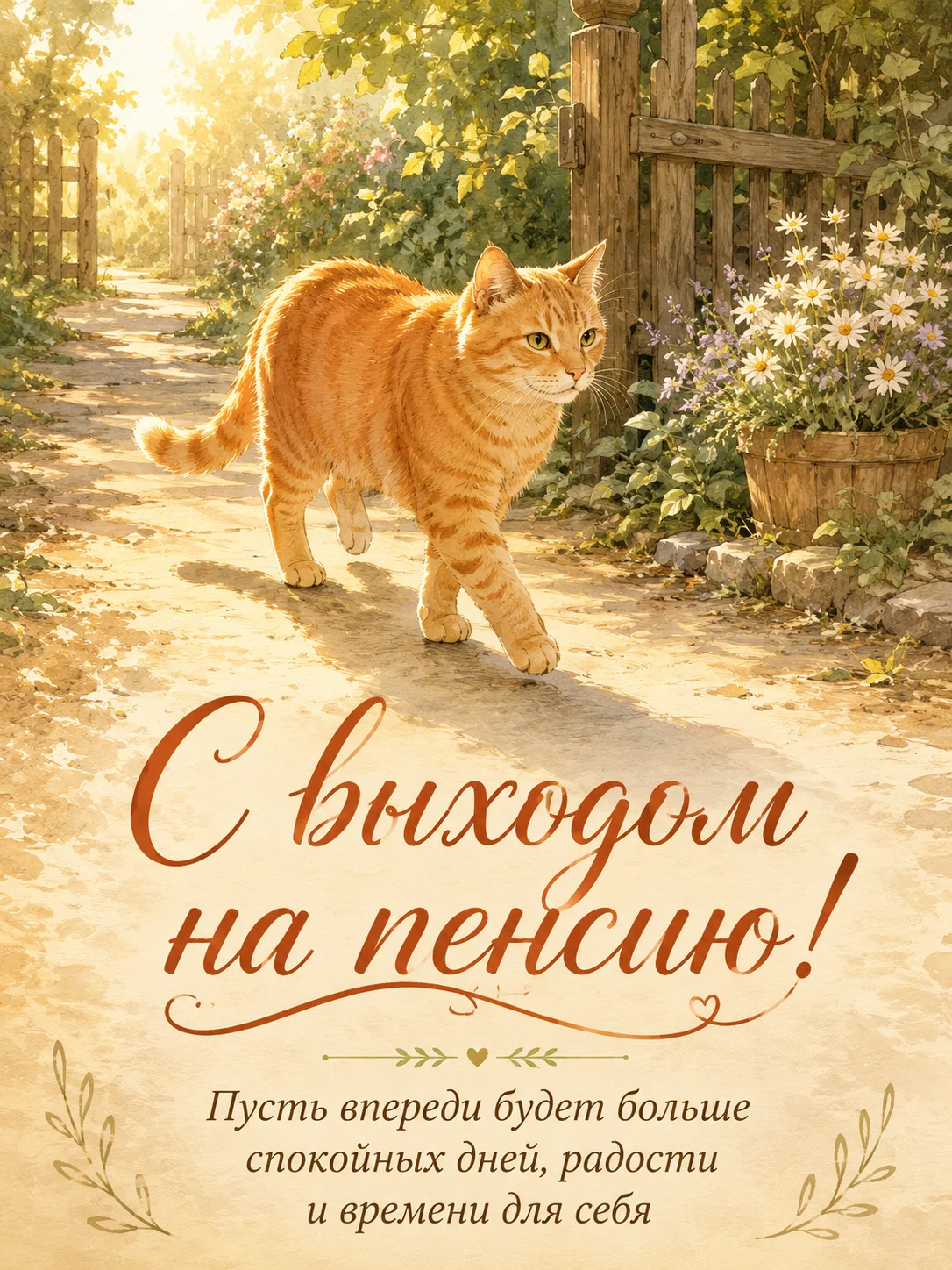 Открытка «С выходом на пенсию»
