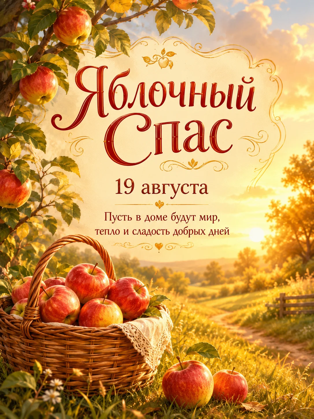 Открытка «Яблочный спас»