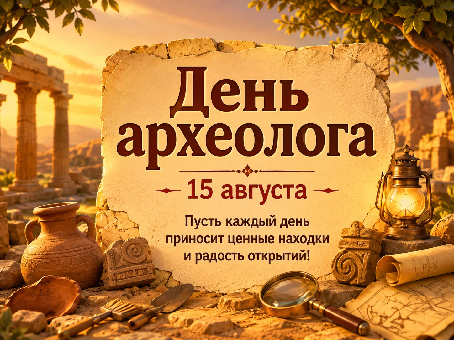 Открытка «День археолога»