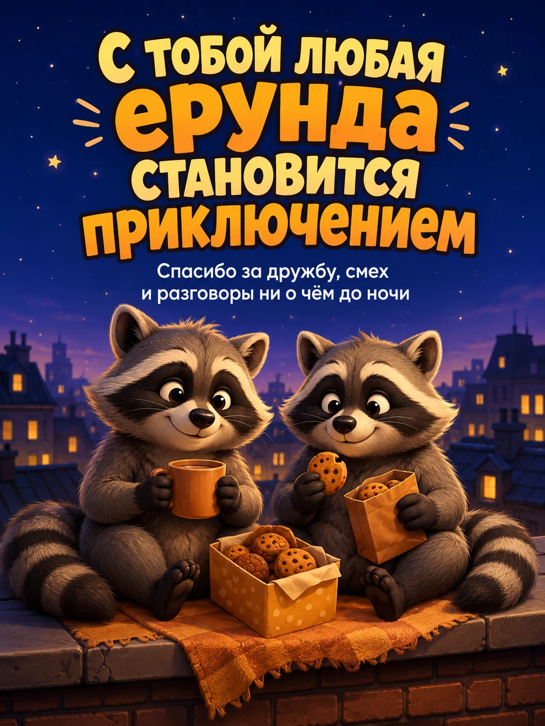 Открытка «С тобой любая ерунда становится приключением»