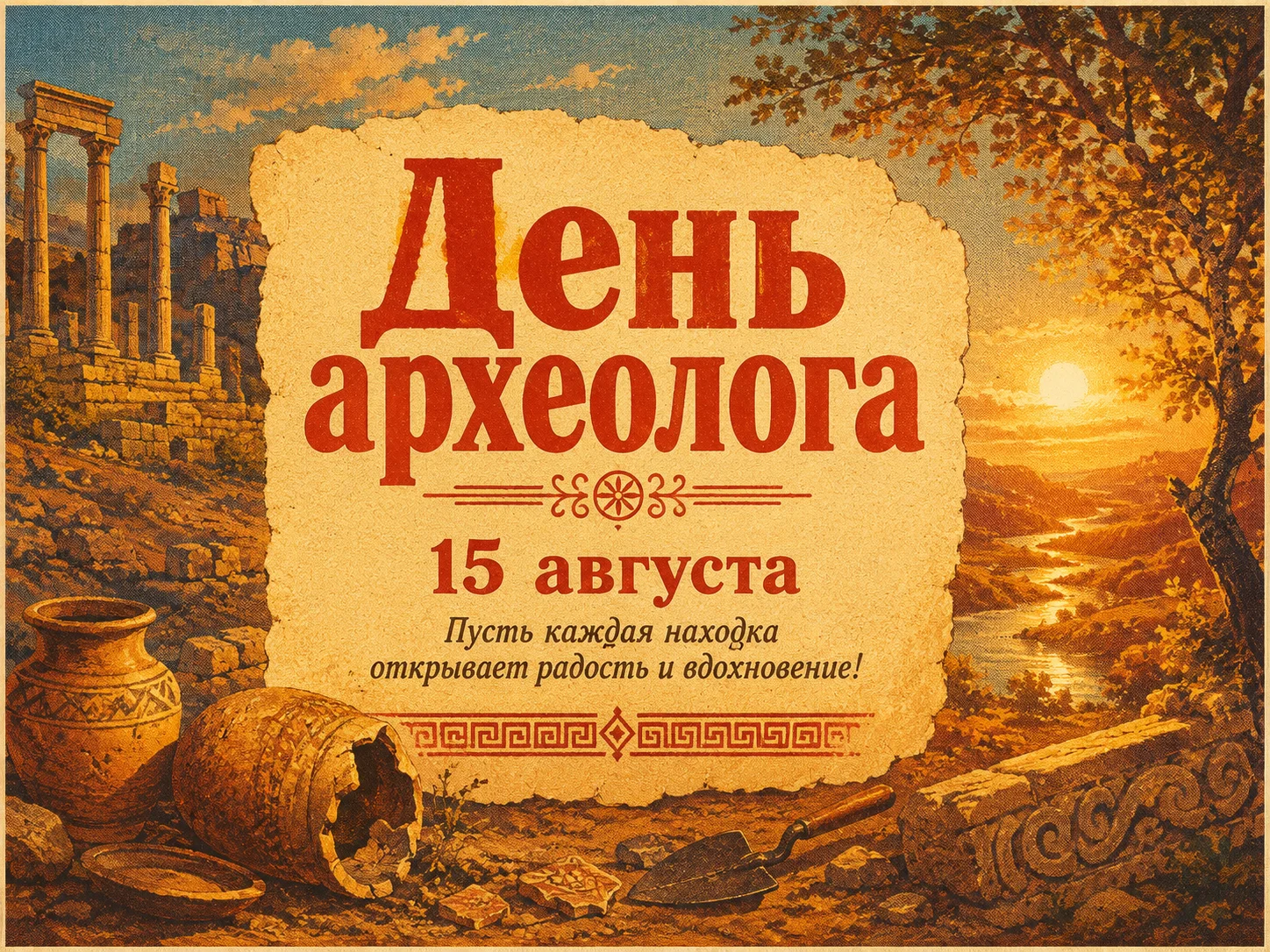 Открытка «День археолога»
